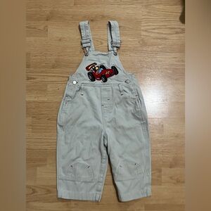 Vintage Kindergear Embroidered Race Car Toddler Overalls